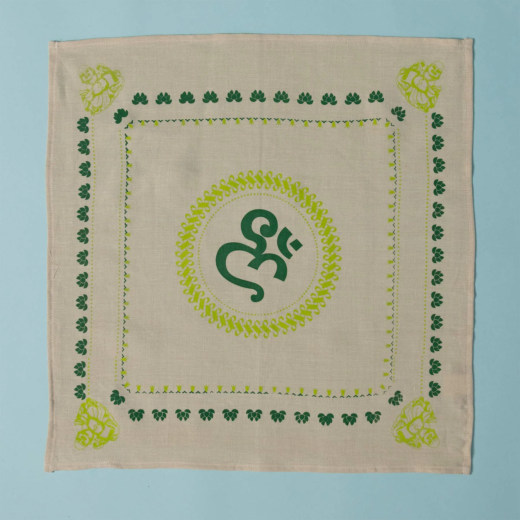 Organic Hemp Bandana - Buddha Om Design (22 x 22)