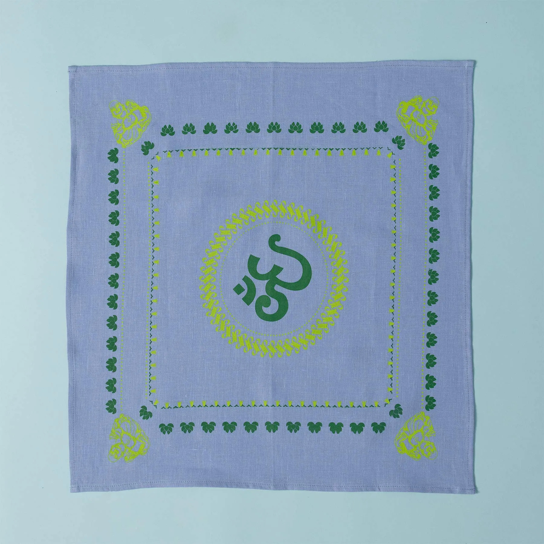 Organic Hemp Bandana - Buddha Om Design (22 x 22)
