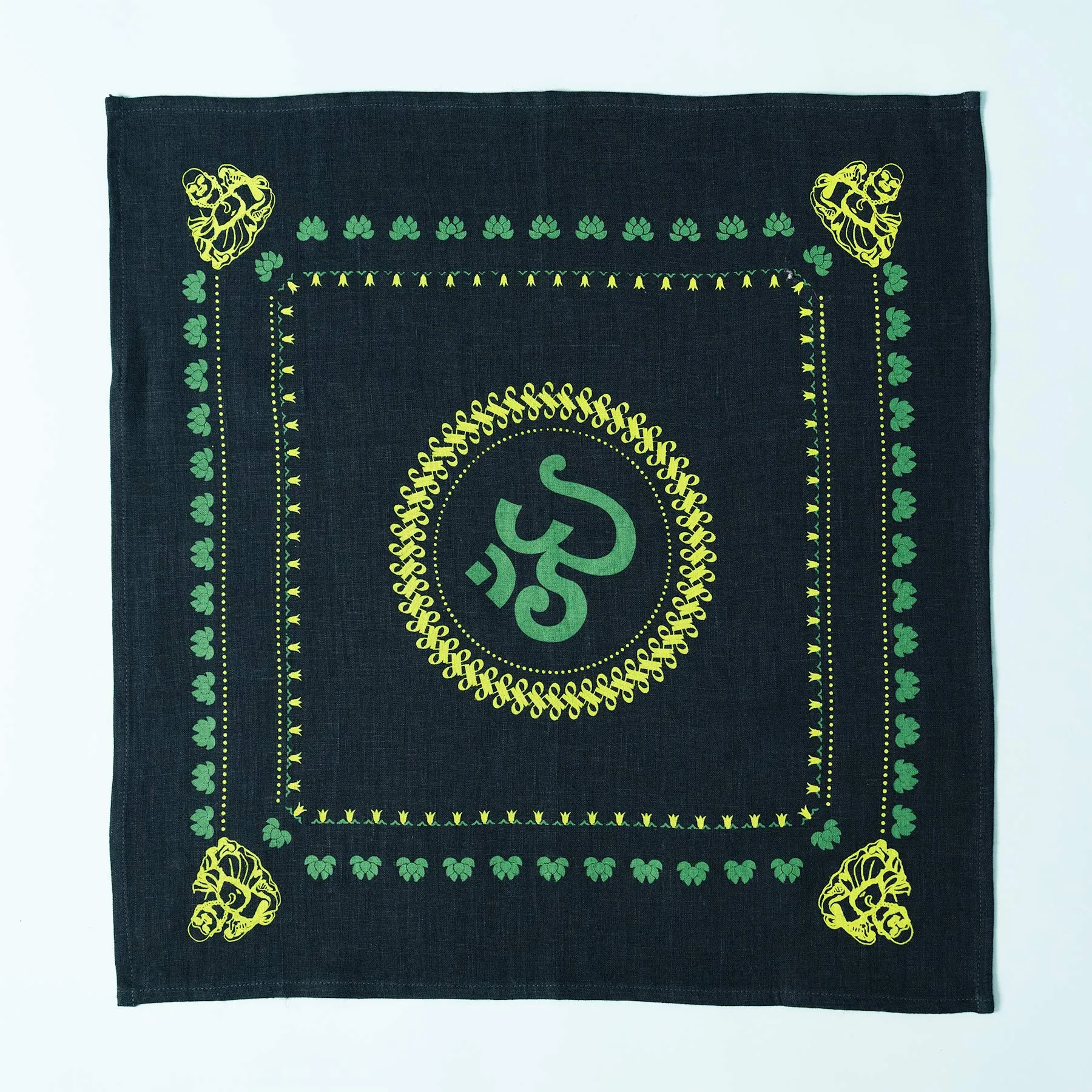 Organic Hemp Bandana - Buddha Om Design (22 x 22)