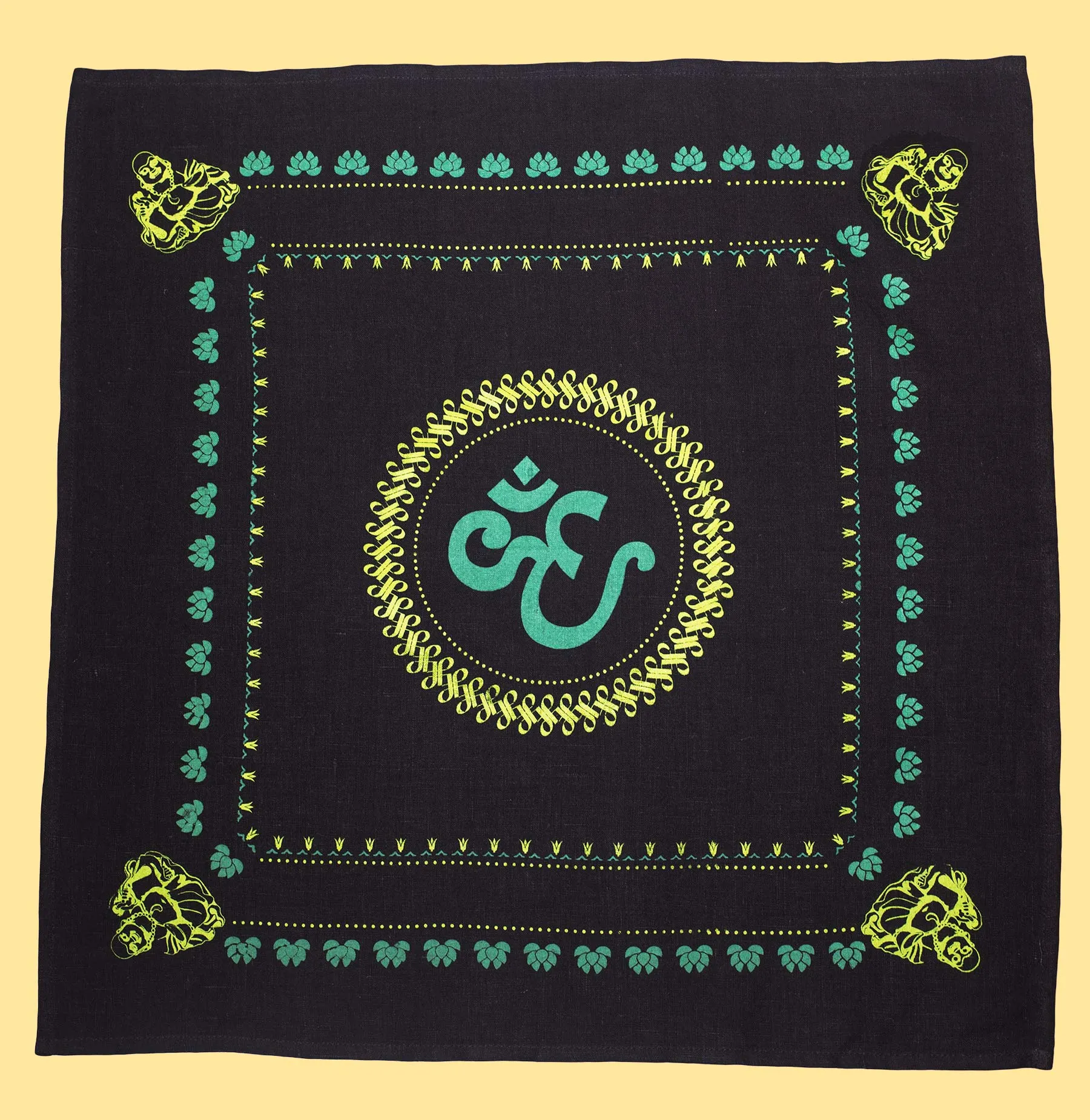 Organic Hemp Bandana - Buddha Om Design (22 x 22)