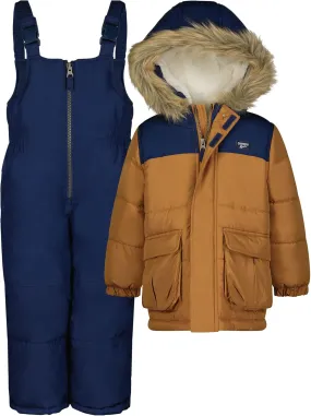 OshKosh Boys Heavy Snowsuit | Jacket and Snow Bib Overall Pants and Gloves