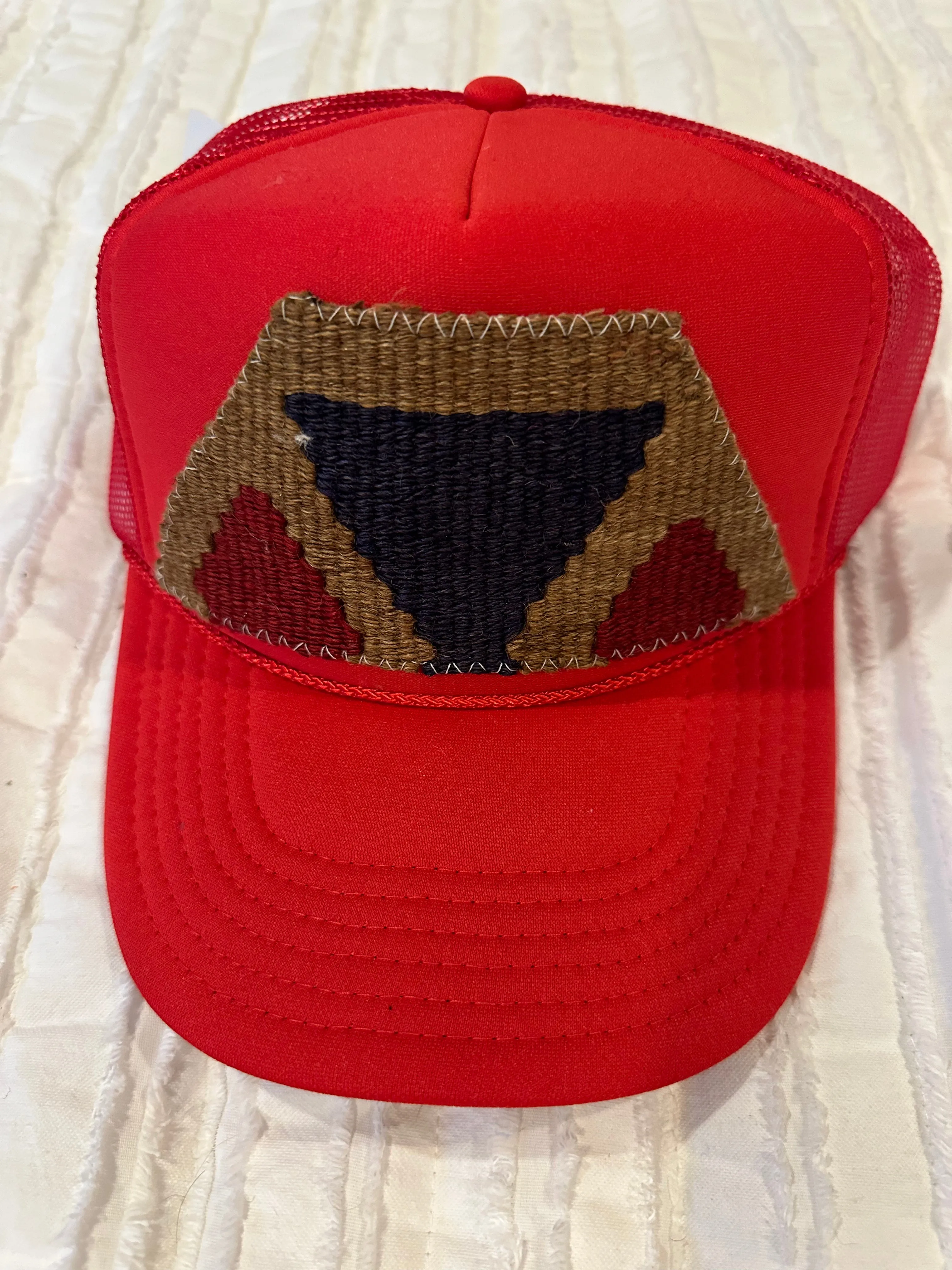 Patchwork Trucker Hat -Red