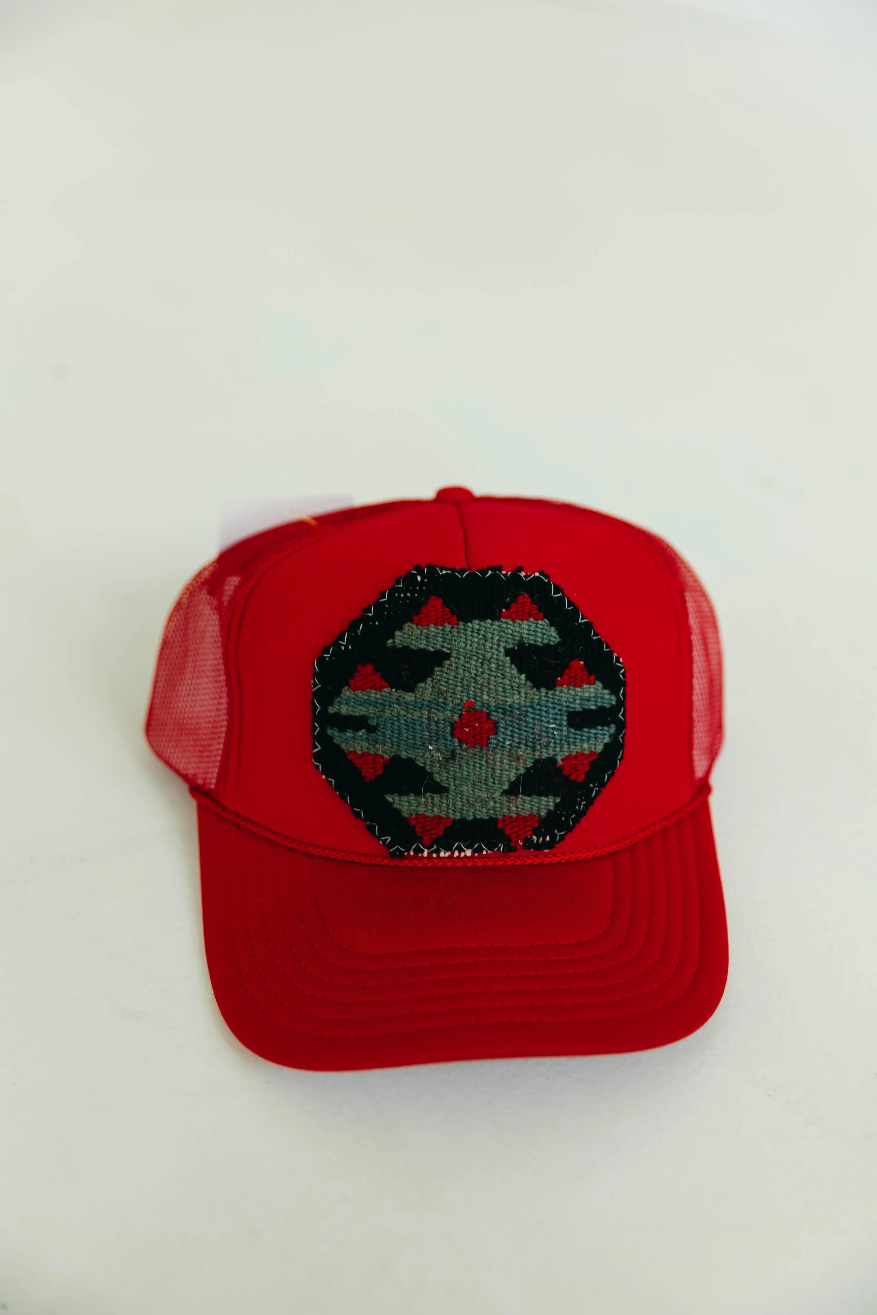 Patchwork Trucker Hat -Red