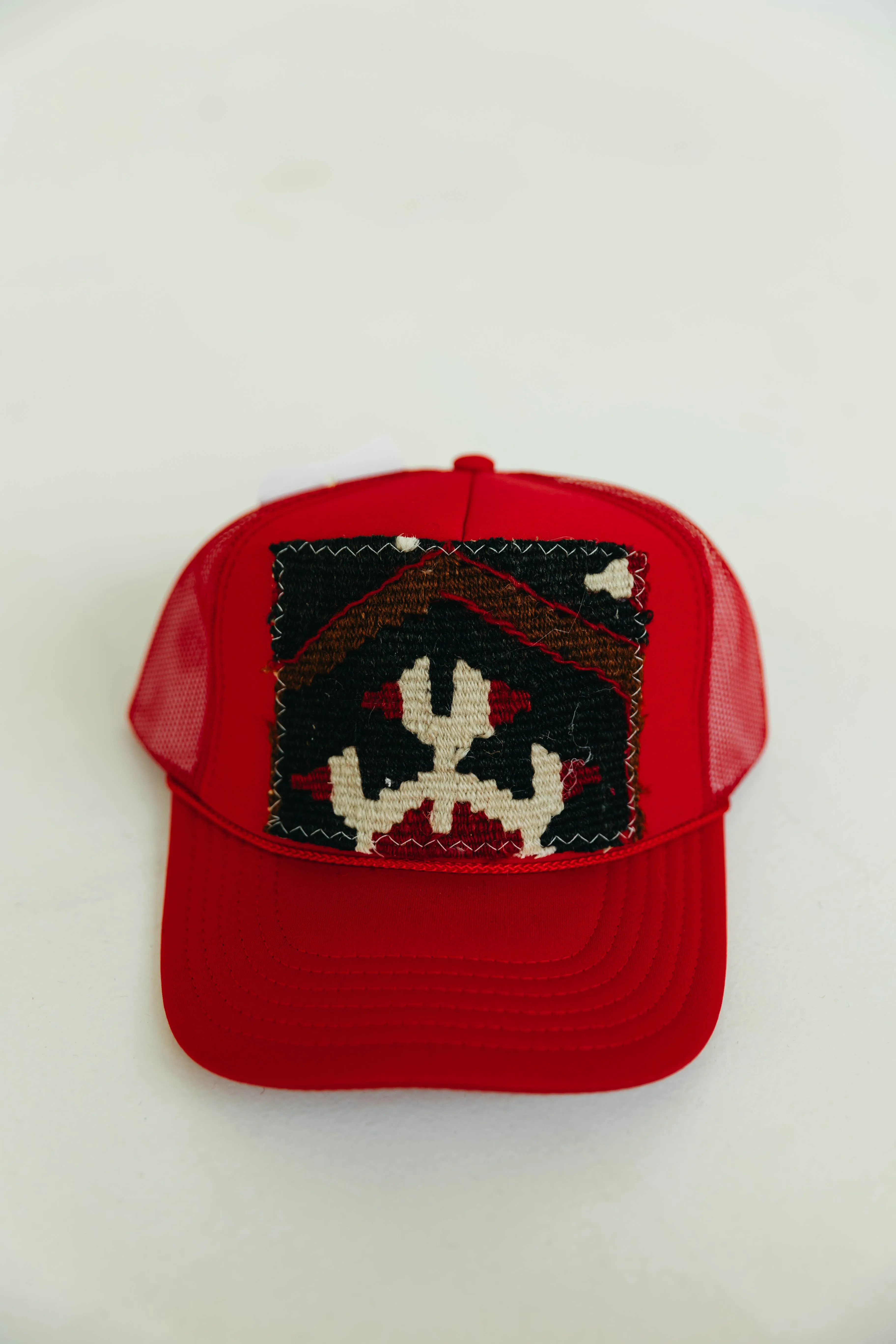 Patchwork Trucker Hat -Red