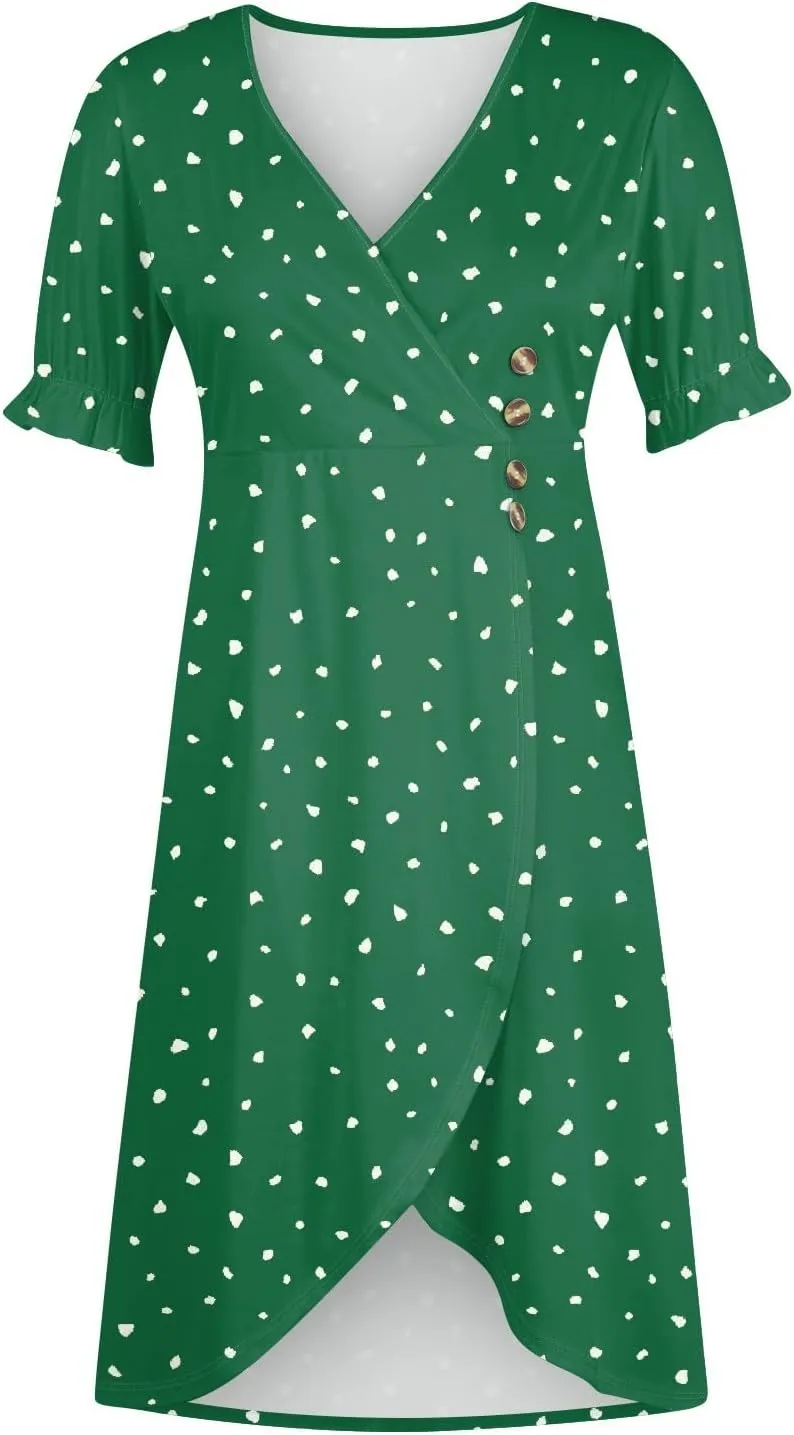 Pencil Summer Short Sleeve Tunic Dress Ladies Elegant Birthday Relaxed Fit Comfortable Dress Womens V Neck