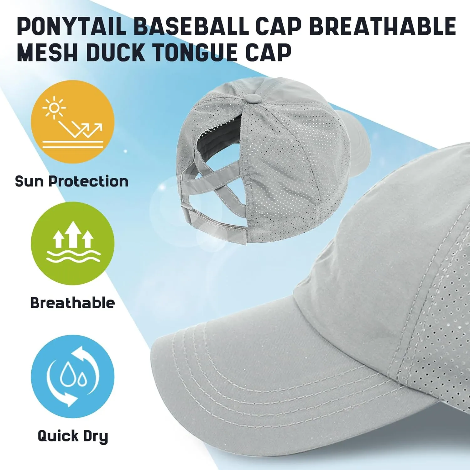 Ponytail Hats for Women Baseball Caps High Messy Buns Women Hats Baseball Caps Breathable Quick Dry Running Hats for Women