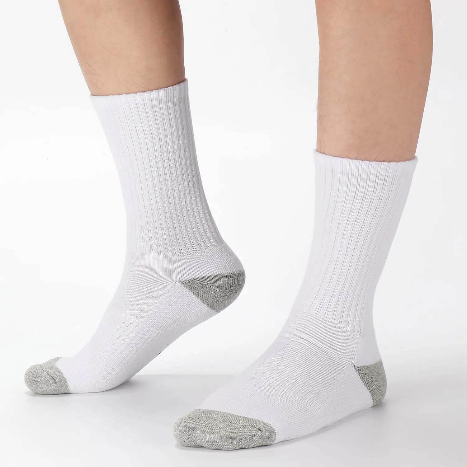 Ultrafun 5 Pairs Striped Crew Socks Cotton Cushioned Athletic Sports Running Socks for Men Women Teens