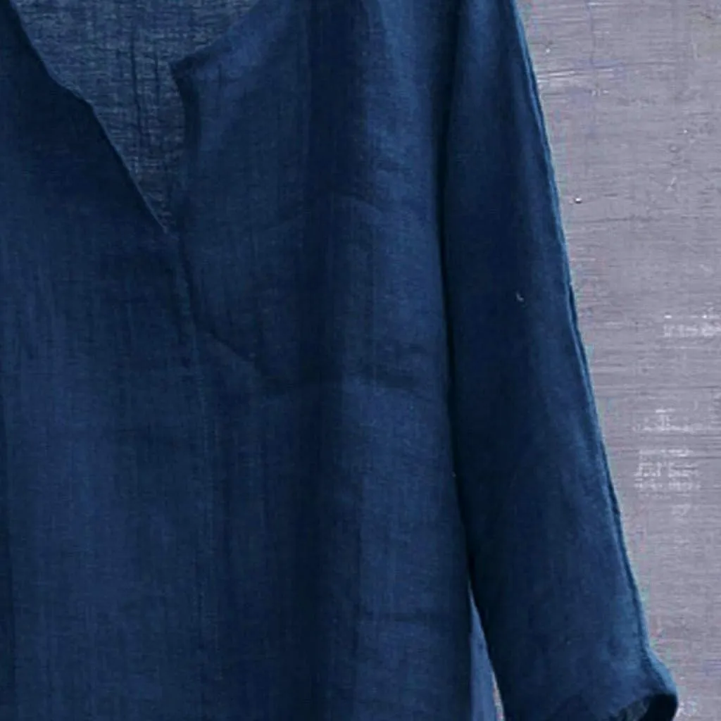 Unisex Plus Size V-Neck Lightweight Oversize Tops Casual Loose Linen Summer Beach Shirts Long Sleeve Cotton Yoga Slouchy Tee