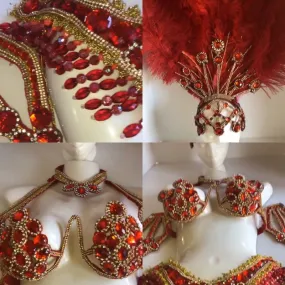 Vermelho Majestoso Plumes Bikini