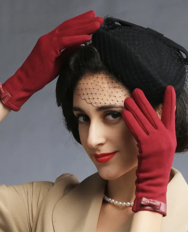 Vintage Bow leather gloves