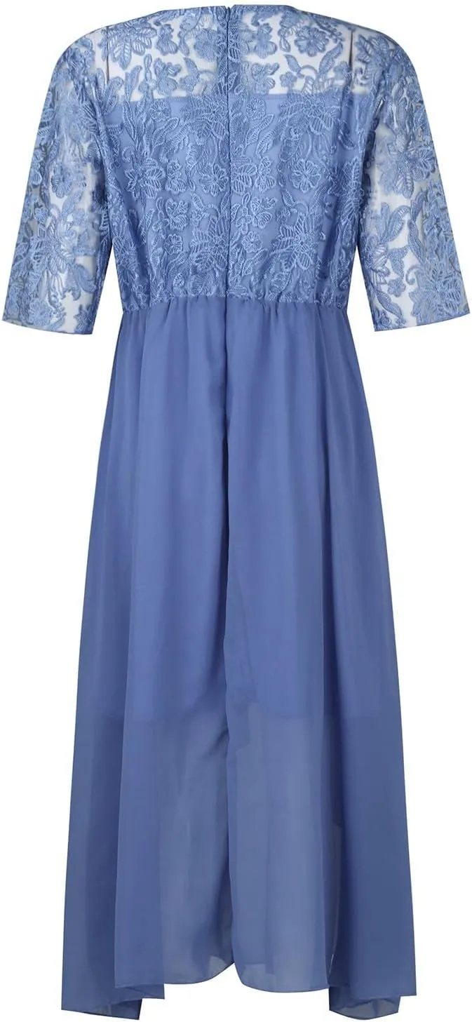 Wedding Duest Dresses for Women,2024 Summer Elegant Lace Patchwork Party Dress,Trendy Irregular Hem Formal Dress
