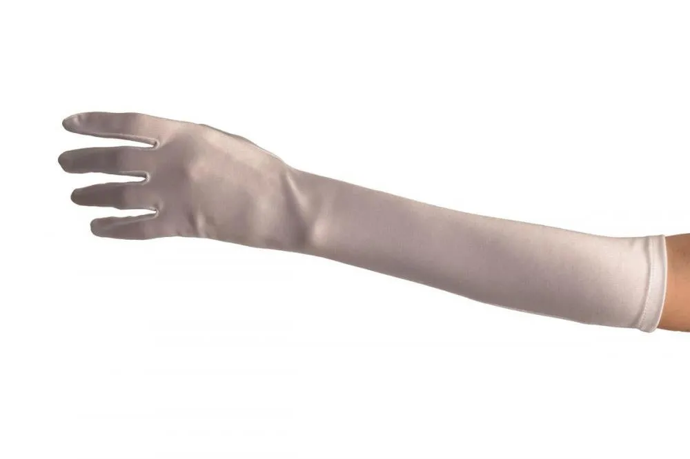 White Stretchy Satin Wedding Opera Gloves