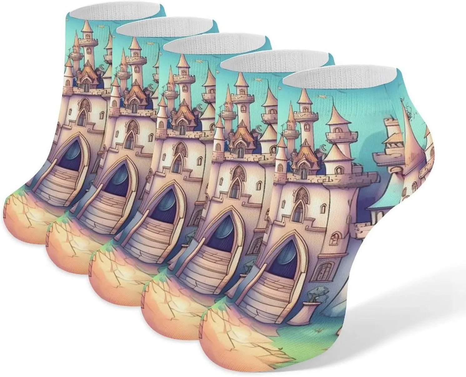 Women Socks Classical Castle Printed Christmas Socks Ankle Socks Athletic Socks Slipper Socks No Show Socks
