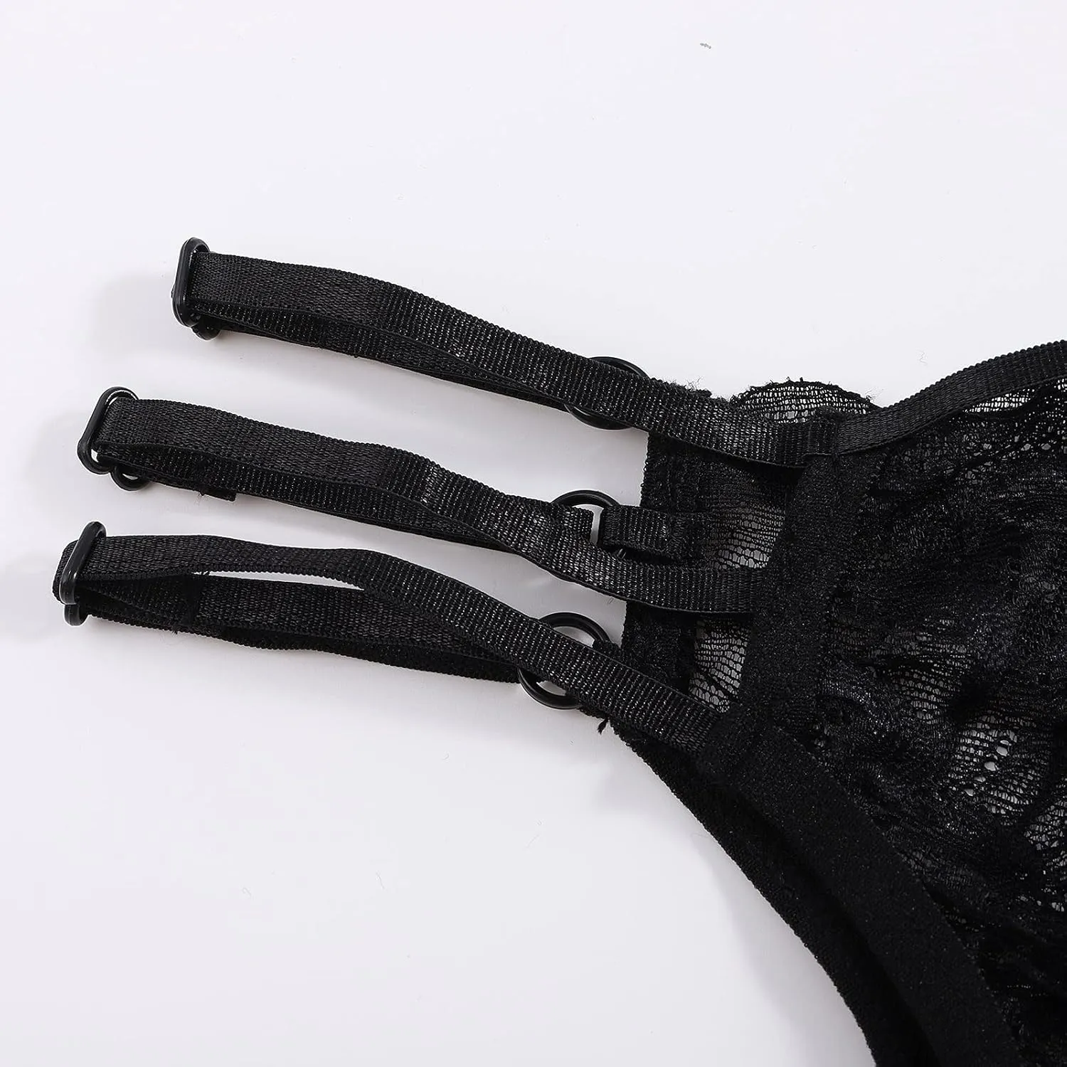 Women's Sexy Sleepwear Set Floral Lace Adjustable Bralette with Garter Belts Thong Fashion Lightweight Love Lingerie