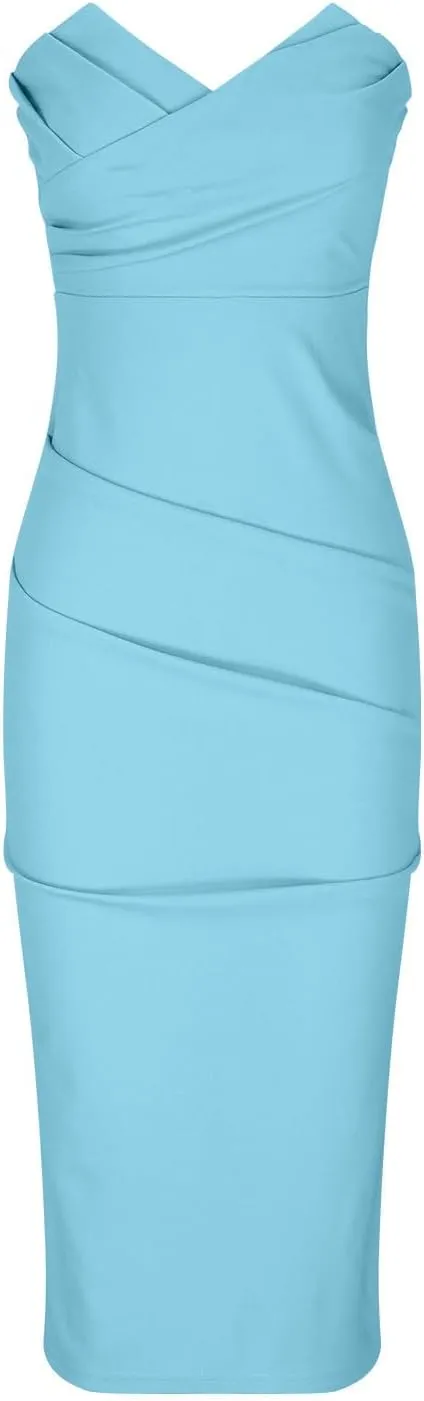 Womens Summer Bodycon Tube Midi Dress Sexy Slim Fitted Strapless Going Out Casual Elegant Evening Party Cocktial Dresses