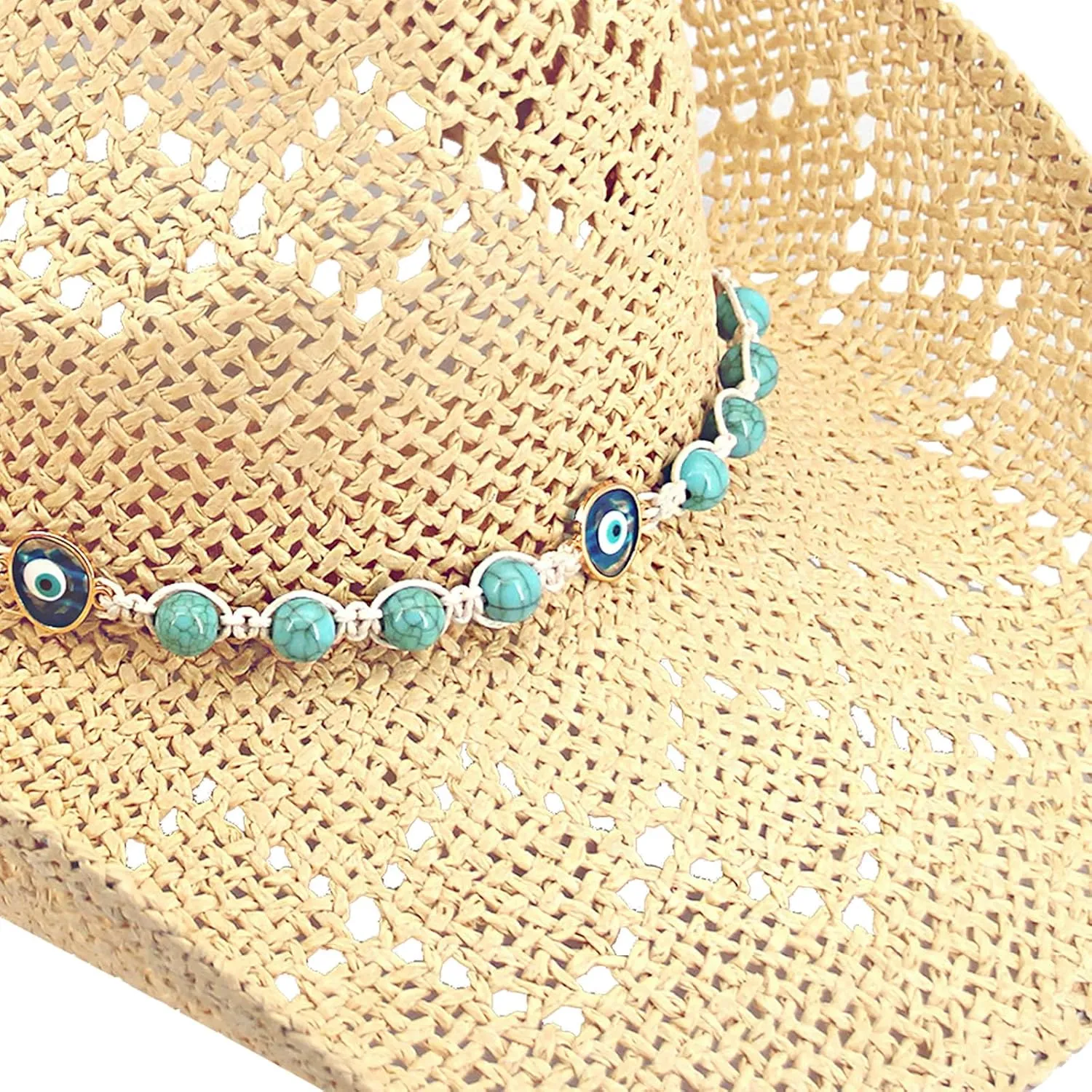 Women's Western Cowgirl Hat Men's Cowboy Hat Straw Cowboy Hat Woven Sun Hat Western HatUnique Two Decorative Bands