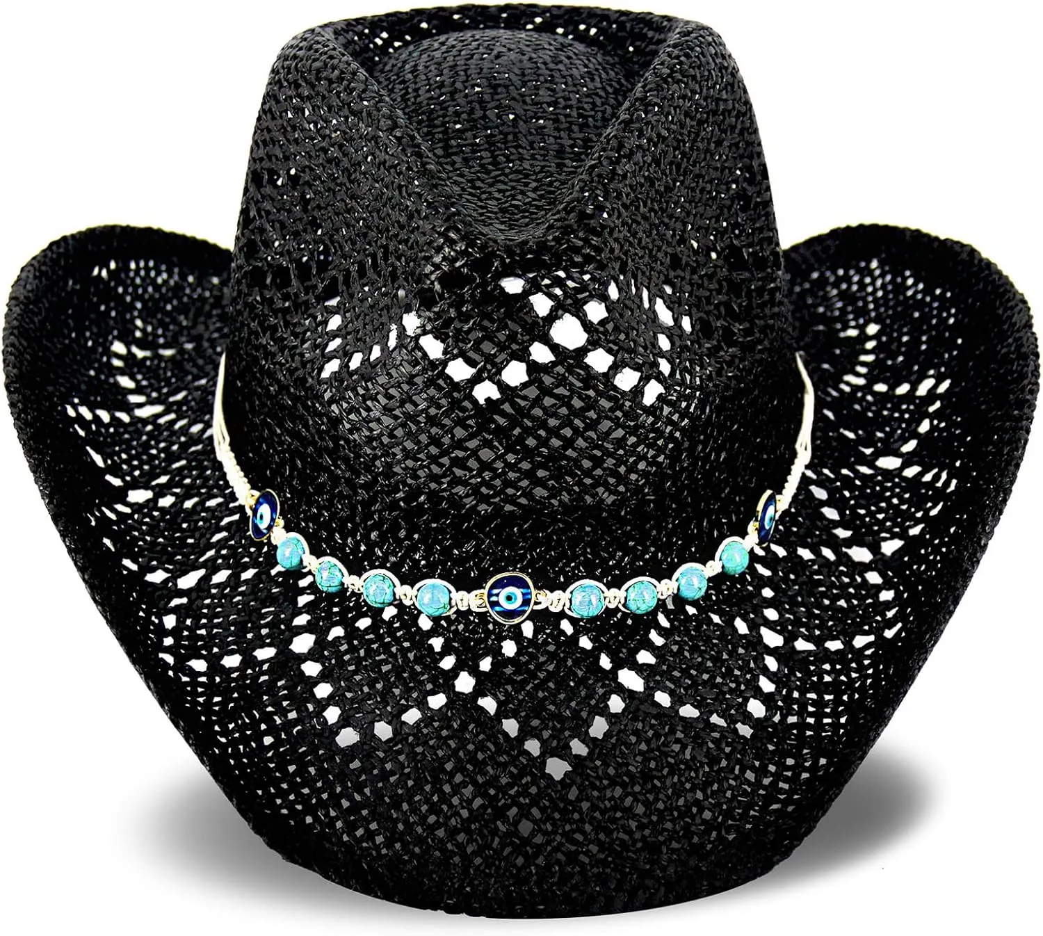 Women's Western Cowgirl Hat Men's Cowboy Hat Straw Cowboy Hat Woven Sun Hat Western HatUnique Two Decorative Bands