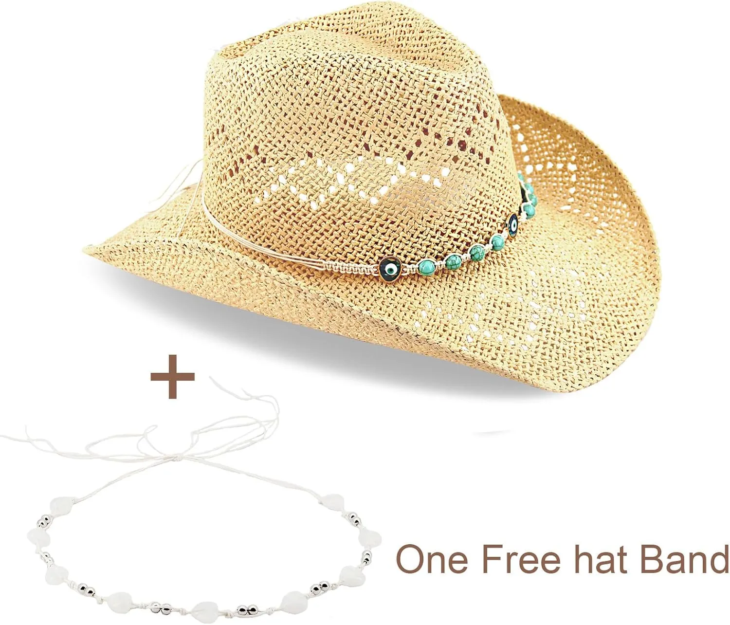 Women's Western Cowgirl Hat Men's Cowboy Hat Straw Cowboy Hat Woven Sun Hat Western HatUnique Two Decorative Bands