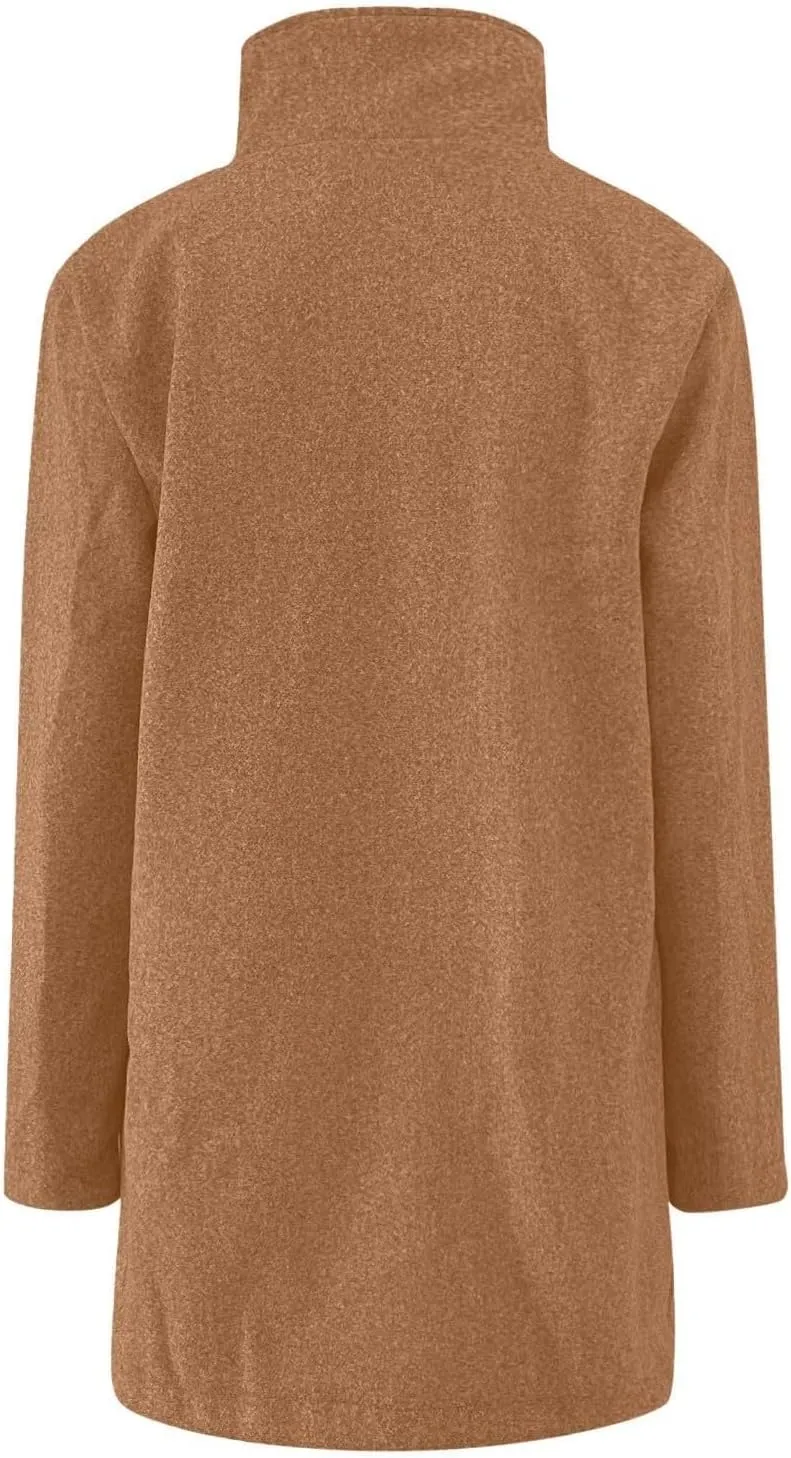 Wool Coats for Women 2024 Plus Size Casual Thicken Stand Collar Single Breasted Winter Jackets with Pockets Fashion