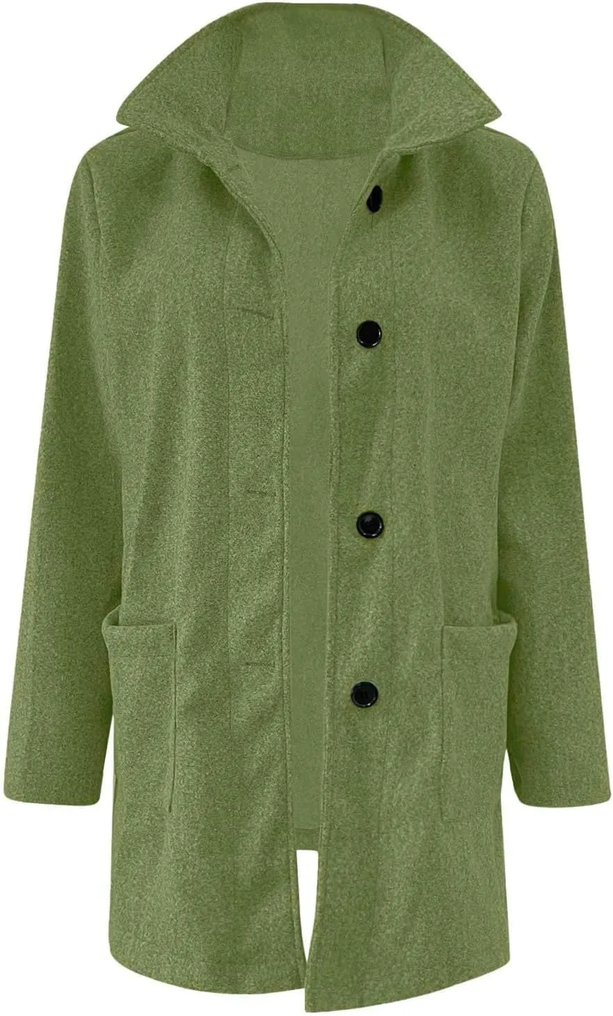 Wool Coats for Women 2024 Plus Size Casual Thicken Stand Collar Single Breasted Winter Jackets with Pockets Fashion