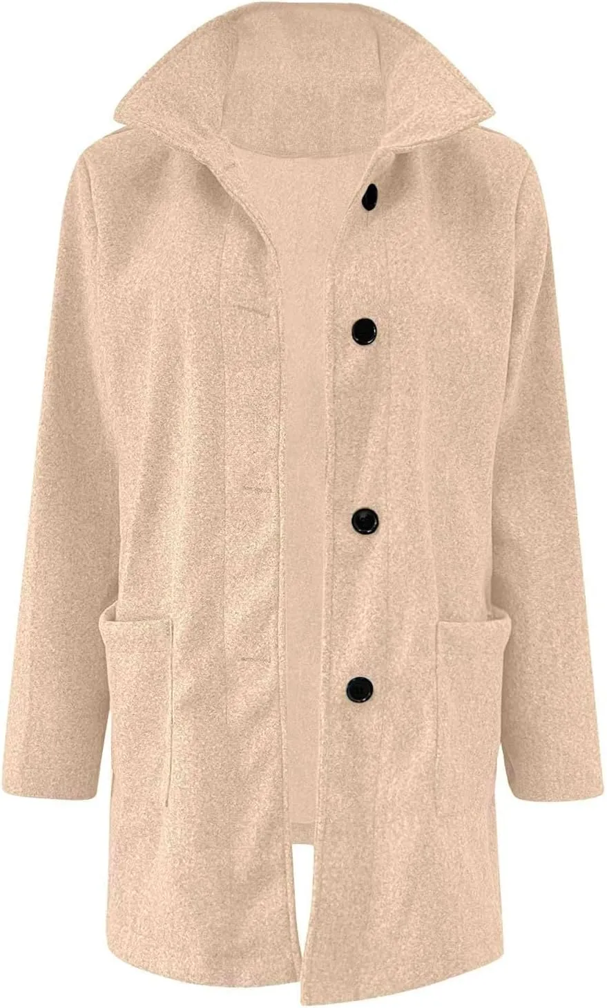 Wool Coats for Women 2024 Plus Size Casual Thicken Stand Collar Single Breasted Winter Jackets with Pockets Fashion