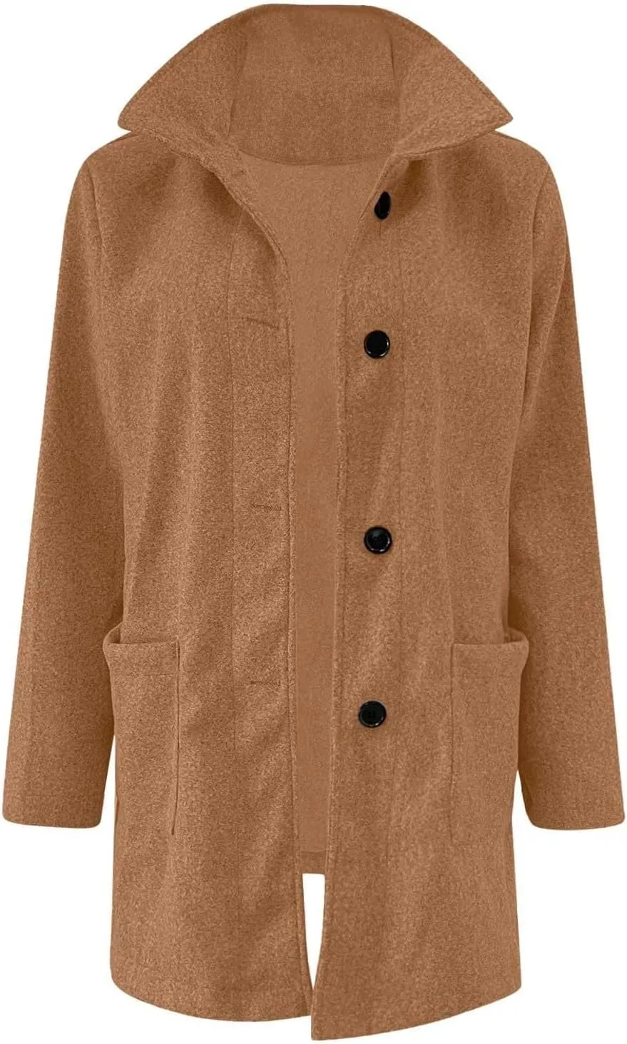 Wool Coats for Women 2024 Plus Size Casual Thicken Stand Collar Single Breasted Winter Jackets with Pockets Fashion