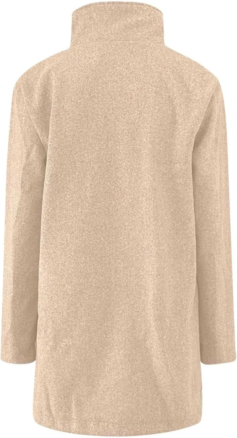 Wool Coats for Women 2024 Plus Size Casual Thicken Stand Collar Single Breasted Winter Jackets with Pockets Fashion