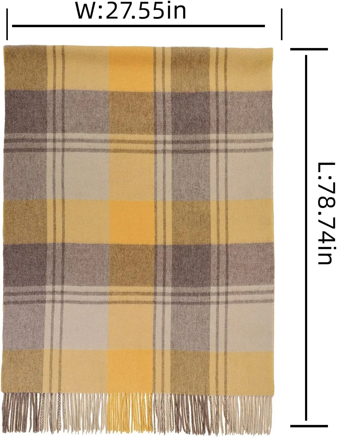 Wool Scarf For Women, Scottish Grid Pashmina Scarf,Women's Fashion Long Shawl, Winter Warm Lattice Large Scarf