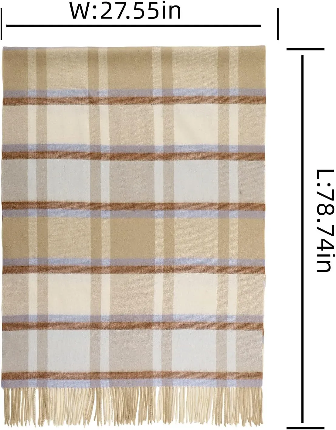 Wool Scarf For Women, Scottish Grid Pashmina Scarf,Women's Fashion Long Shawl, Winter Warm Lattice Large Scarf
