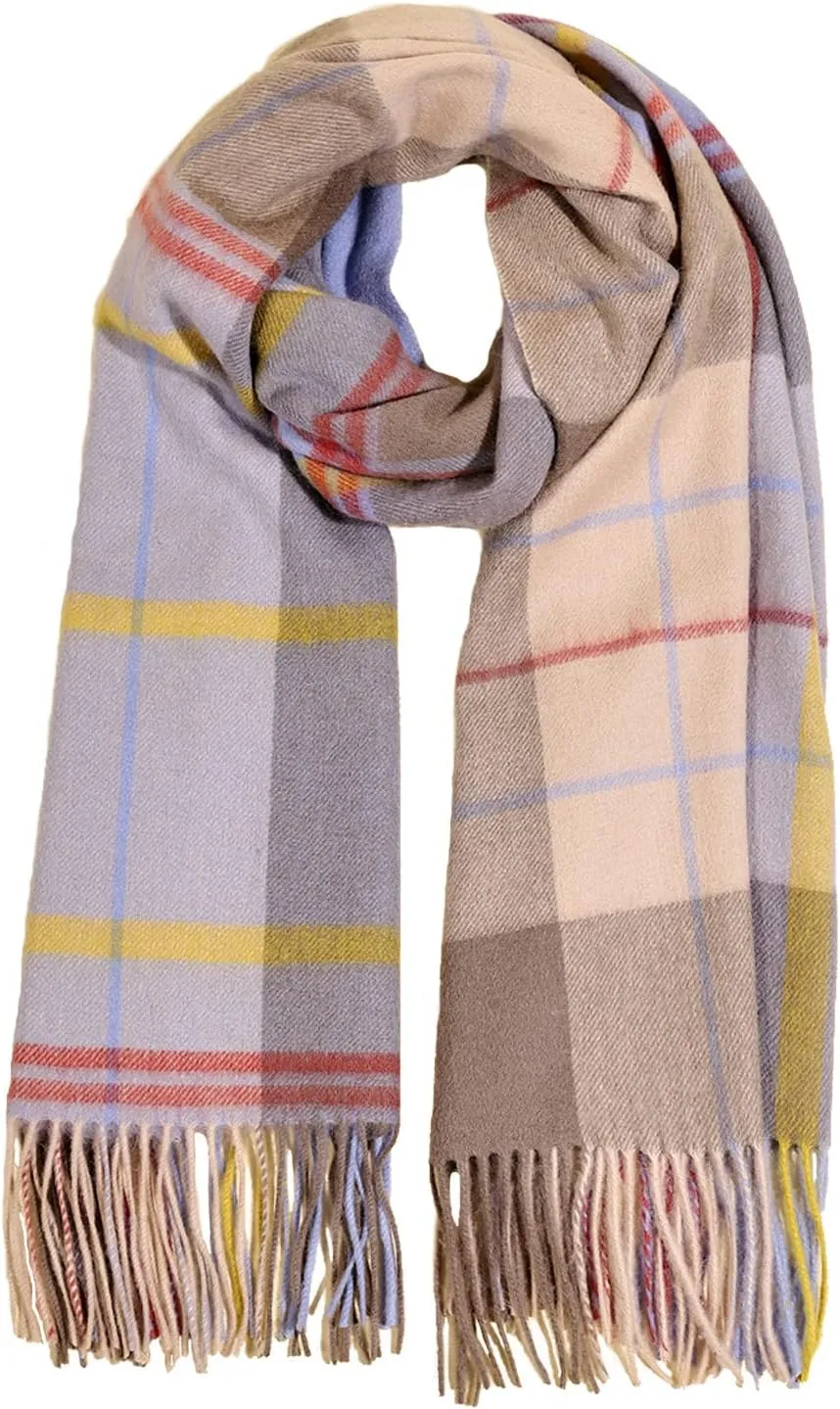 Wool Scarf For Women, Scottish Grid Pashmina Scarf,Women's Fashion Long Shawl, Winter Warm Lattice Large Scarf