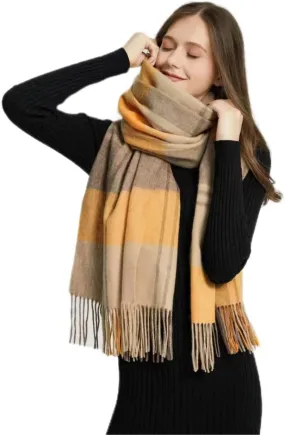 Wool Scarf For Women, Scottish Grid Pashmina Scarf,Women's Fashion Long Shawl, Winter Warm Lattice Large Scarf
