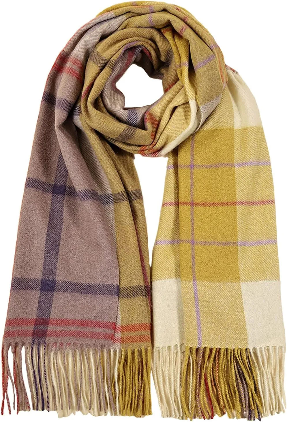 Wool Scarf For Women, Scottish Grid Pashmina Scarf,Women's Fashion Long Shawl, Winter Warm Lattice Large Scarf